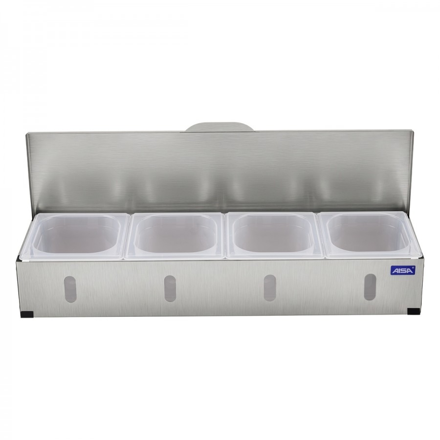 Condimentadora Pizzarola Inox 4 Cubas Acrílico Tampa Reta - Aisa
